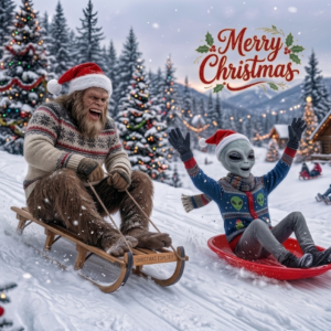 Bigfoot Alien Sledding